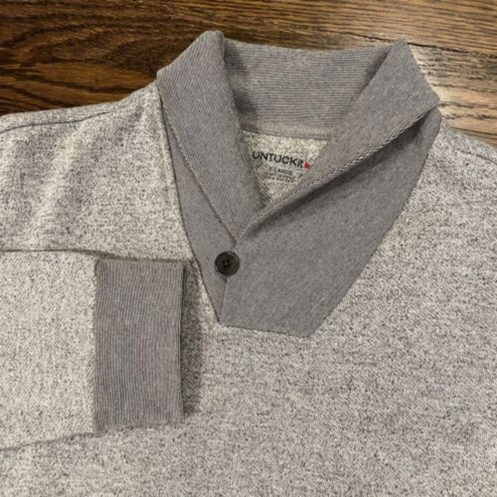 Men's UNTUCKit Size XL Cowl Neck Sweatshirt 100% Cotton‎ Gray Pullover